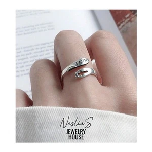 Waterproof Stainless Steel Cross Ring HOPE Engraved Adjustable Men Women - Picture 1 of 13