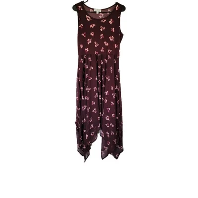 Vestido Feminino Elle Floral Romântico Midi Forrado Chiffon M Babydoll Burgandy Fairy - Imagem 1 de 4
