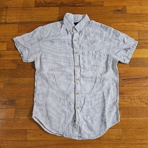 J.Crew Baird McNutt Casual Button Down Shirt S White Blue Striped Linen - Picture 1 of 9