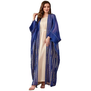 Open Kaftan Abaya Muslim Women Long Dress Cardihan Kimono Sets Dubai Modest Gown - Picture 1 of 9