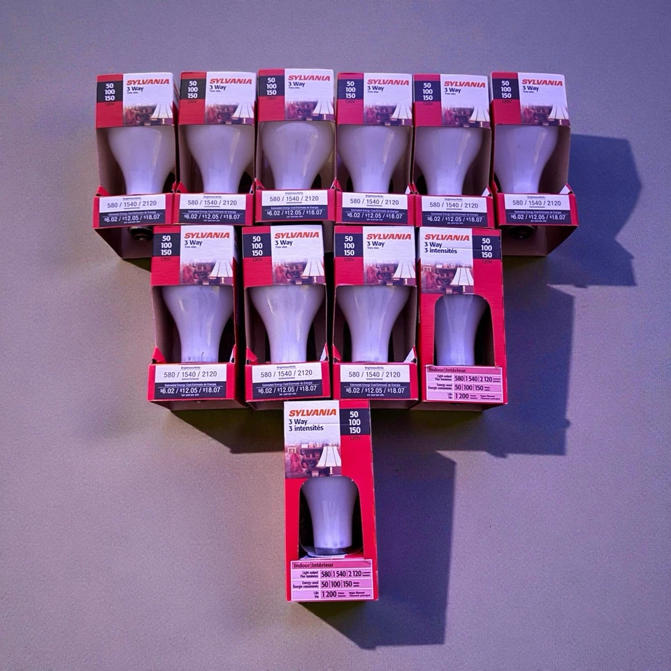 VINTAGE Sylvania 3 Way Iridescent Light Bulb 50/100/150 Watt LOT OF 11 - Image 1 of 1