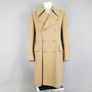 London Fog Coat Mens 40 Regular Camel Wool Blend Double Breasted Lined Topcoat - Picture 1 of 18