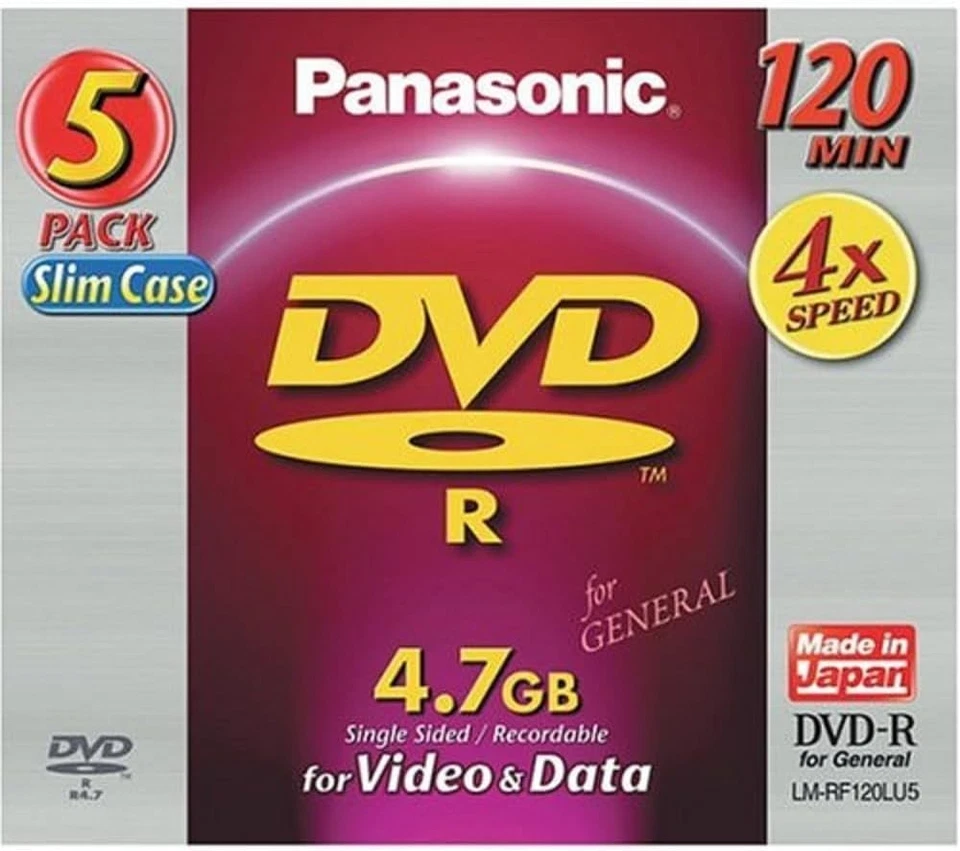 PANASONIC LM-RF120LU5 DVD-R 5 PACK 120 MIN 4X DVD R