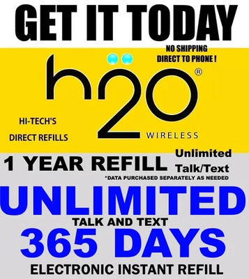 H2O ▶ 1 YEAR UNLIMITED TALK/TEXT!! ✅ PREPAID REFILL DIRECT 🔥 GET IT TODAY! 🔥 - Image 1 of 2