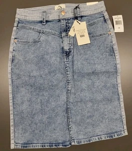 VTG Jordache Sz 29 Lacey High Rise Denim Skirt Blue Acid NWT - Back Pockets - Picture 1 of 8