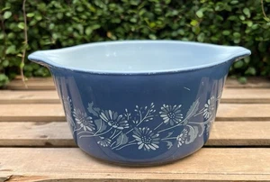 Cazuela de colección Pyrex 473-B 1 Qt Colonial Mist azul blanco margarita - Imagen 1 de 7