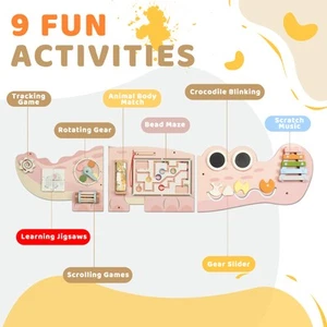 Crocodile Activity Wall Busy Board Panels, Wooden Sensory Wall - Picture 1 of 7