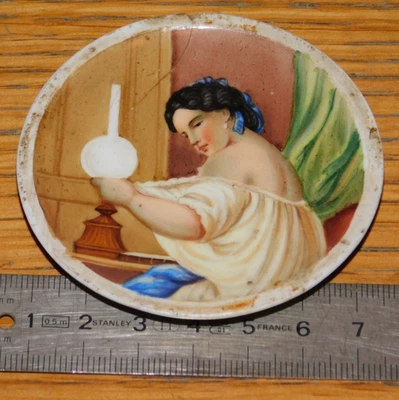 vintage ANCIENNE mini assiette art JEUNE FEMME SEXY vieux VICELARD en PORCELAINE - Photo 1/4