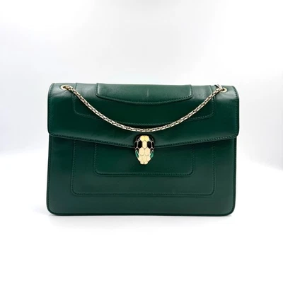 12.04 14 Bvlgari Piel de becerro Serpenti Forever Bolso de Hombro Verde Bandolera Bolsos Foto 1 de 4