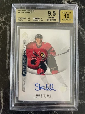 2020-21 Tim Stutzle SP Authentic Future Watch Auto #217 /999  BGS 9.5 Auto 10 - Image 1 of 3