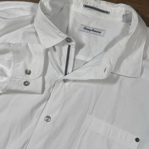 Tommy Bahama Tahitian Twill Button Up Sport Shirt Men XL White Long Sleeve - Picture 1 of 9