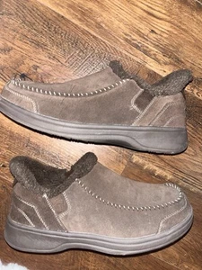 Orthofeet Mens Orthopedic Faux Fur Vito Hands-Free Slippers Size 10 Brown - Picture 1 of 8