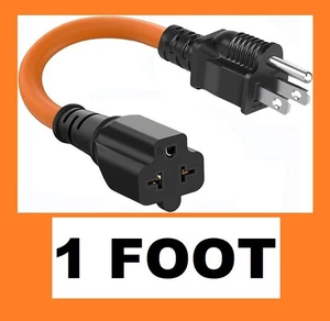 1ft Extension Power Cord 12AWG 20 Amp to 15 Amp Plug Adapter, Nema 5-20P Plug - Picture 1 of 7