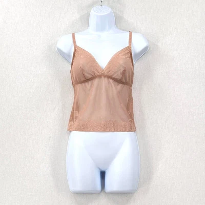 DONNA KARAN INTIMATES Malla Cami Tanque Mediano Transparente Capas Bordado Sujetador Correa Foto 1 de 4