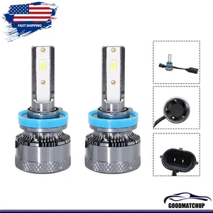 2PCS H11 LED Headlight Kit High Low Beam Bulb Super Bright 6500K White 20000LM - Picture 1 of 11