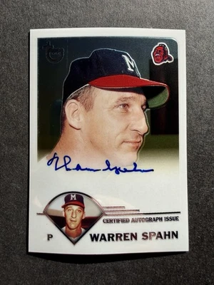 2003 Topps Chrome Warren Spahn Auto #TA-WS Autograph Milwaukee Atlanta Braves - Image 1 of 2