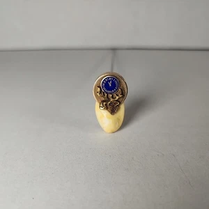 Vintage 7.5” Hat Pin – Real Elk’s Tooth W/ Gemstone Eye – BPOE Elks Fraternal - Picture 1 of 12