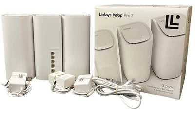 Linksys Velop Pro7 Tri-Band Wi-Fi7 Mesh System, 3-Pack - White (MBE7000) 9000sf - Image 1 of 4