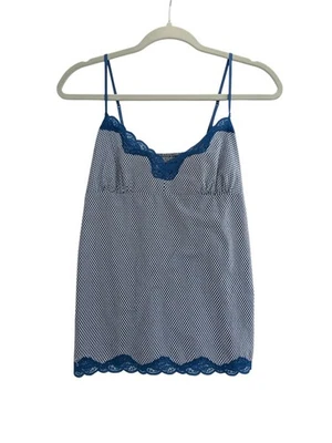 De Colección Aerie Babydoll Top S Fairycore Encaje Ribete Camisola Y2K Azul Blanco Delicado Foto 1 de 4