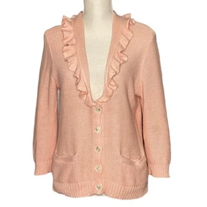 Lauren Ralph Lauren Pink Cotton/Linen Cardigan Size M - Picture 1 of 4
