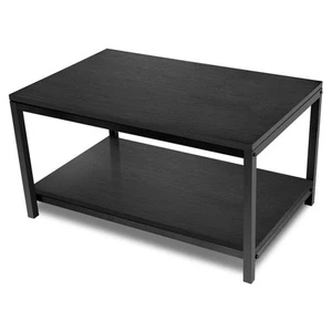 Black 2-Tier Coffee Table with Shelf for Living Room and Office - Picture 1 of 6