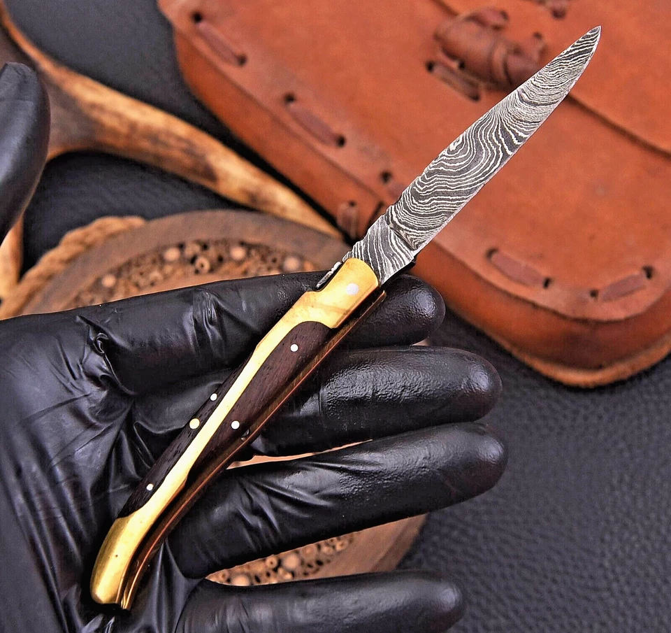 CUSTOM MADE HAND FORGE DAMASCUS STEEL FOLDING POCKET KNIFE EVERYDAY CARRY 1260 - Image 1 of 4