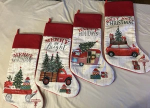 Tahari Wagon Car Pick Up Truck and Camper Christmas Stockings - Set of 4 - Picture 1 of 7