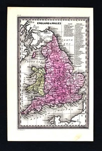 1834 Carey Map England & Wales London Bristol Liverpool Oxford Canterbury Bath - Picture 1 of 2