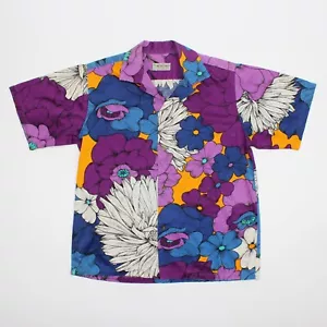 1970’s Waltah Clarke’s Loud Floral Multicolor Loop Collar Hawaiian Shirt Vintage - Picture 1 of 8
