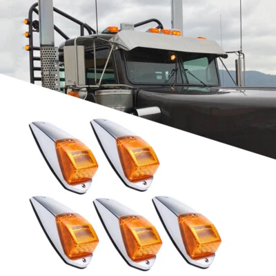 5x LED Amber Top Roof Cab Marker Truck Light For Peterbilt Kenworth Freightliner - Image 1 of 4