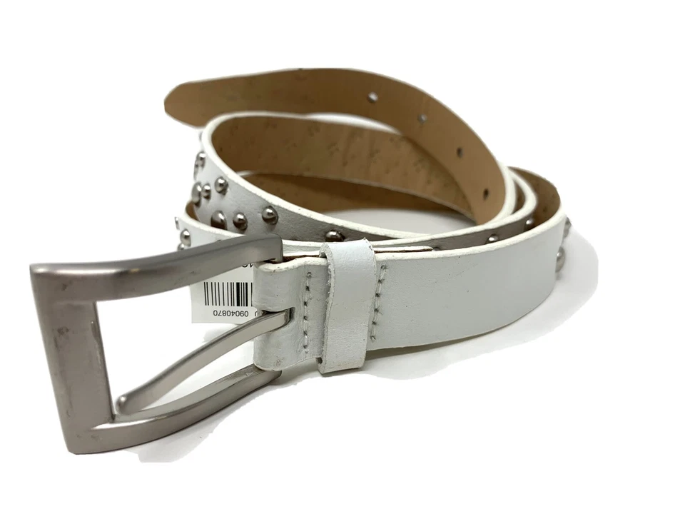 Cinturón para mujer Express de cuero blanco con tachuelas talla M  Foto 1 de 4