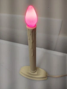 Vtg Christmas Window Electric Plastic Wax Drip Candle Orange Bulb Rectangle Base - Picture 1 of 7