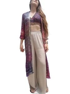 Unique Vintage Silk Halter Neck Top Reversible Boho Crop Festival Wrap Indian - Picture 1 of 19