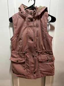 Love Tree Vest Soft Pink Size Small Faux Fur Lined Hooded Jacket Vest - Picture 1 of 5
