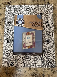 Craft Photo Frame 5x7 Black & White Floral Fabric to be Individualized (colored) - Picture 1 of 6
