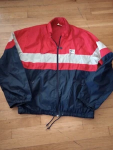 Vintage Adidas Full Zip Windbreaker Track Jacket Red/Blue Logos Mens L 80s/90s - Picture 1 of 6