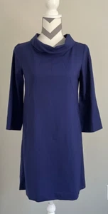 NWOT Theory Shift Dress womens 4 Navy blue 3/4 sleeve mock neck above knee wool - Picture 1 of 9