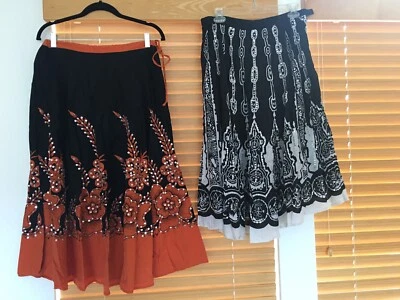 Lot 2 GADZOOKS Womens Size S Small Multicolor Silver Sequins Floral Long Skirts - Image 1 of 4