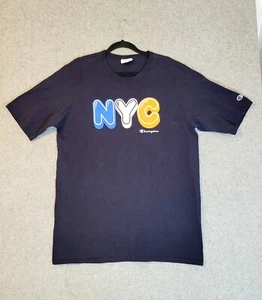 Vintage Champion NYC New York T Shirt Mets Subway Men Extra Large Navy Spellout - Picture 1 of 8