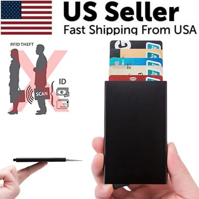 Mens RFID Blocking Slim Money Clip Carbon Fiber Wallet ID Credit Card Holder New - Image 1 of 4