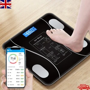 Bathroom Scales Weighing LCD Electronic Home Body Fat BMI Glass Digital Black - Picture 1 of 15