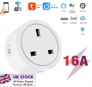 Tuya Smart Plug WiFi 16A UK Outlet Smart Life App Socket Amazon Alexa Google - Picture 1 of 15