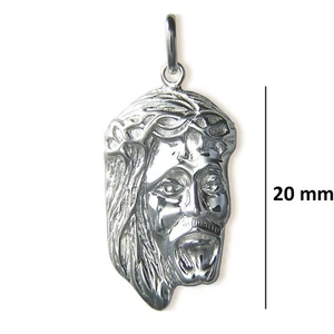 Dolly-Bijoux Pendentif Tête de Jésus Christ Découpe 20mm Argent Massif 925 - Picture 1 of 3