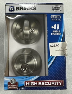 Brinks Single Cylinder Deadbolt Keyed Entry Satin Nickel - Model 2717-119 Lock - Picture 1 of 5