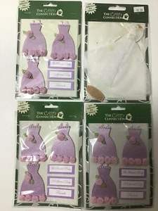 ¡Lote de 4 pegatinas vintage con conexión de tarjetas vestido de novia y lavanda para damas de honor!¡! - Imagen 1 de 1