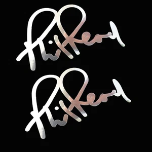 Phil Read signature Silver Chrome decals stickers motorcycle graphic x 2 - Picture 1 of 2