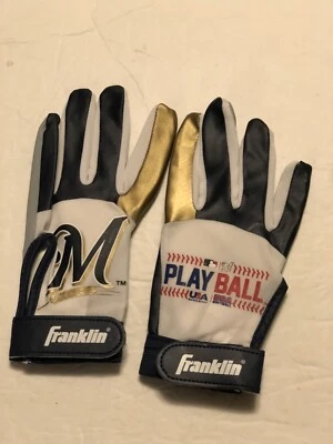 Franklin Batting Gloves Milwaukee Brewers Stadium Giveaway Youth Size - Image 1 of 4