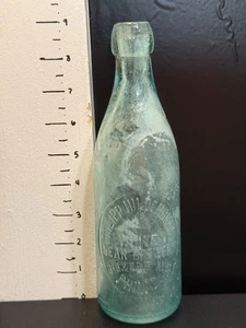 Phillip Hildebrand White Bear Brewer Philadelphia Beer Bottle Blob Top Aqua - Picture 1 of 7