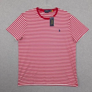 Polo Ralph Lauren Shirt Mens XL Short Sleeve Red White Striped Custom Slim Fit - Picture 1 of 8