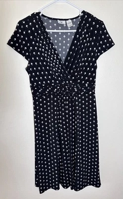 Женское платье Worthington 12 черное с узором трапециевидная кепка рукав карьера офис - Изображение 1 из 4